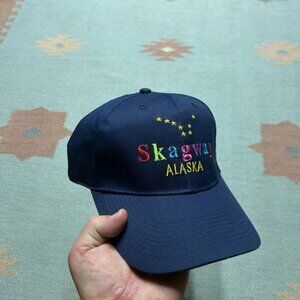 Vintage SnapBack hat cap Skagway Alaska stars Big Dipper flag navy blue rainbow